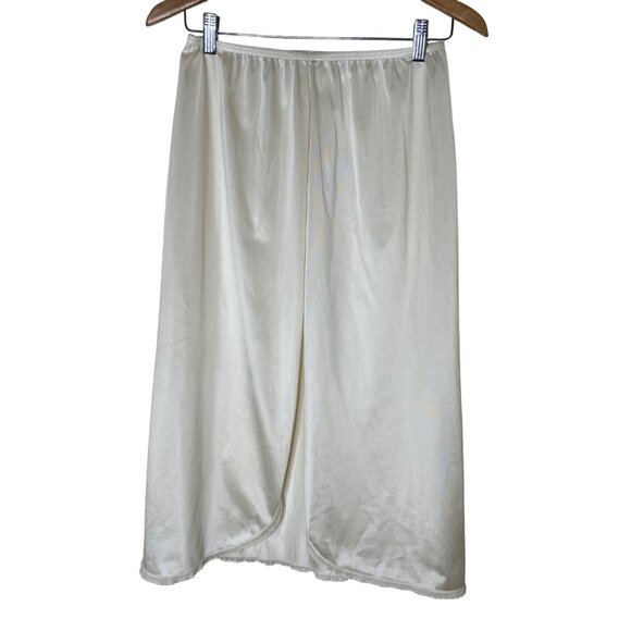 Vintage Ivory Nylon Lace Trimmed Hem 28 Inch Long Half Slip Size M USA Made - Picture 2 of 7